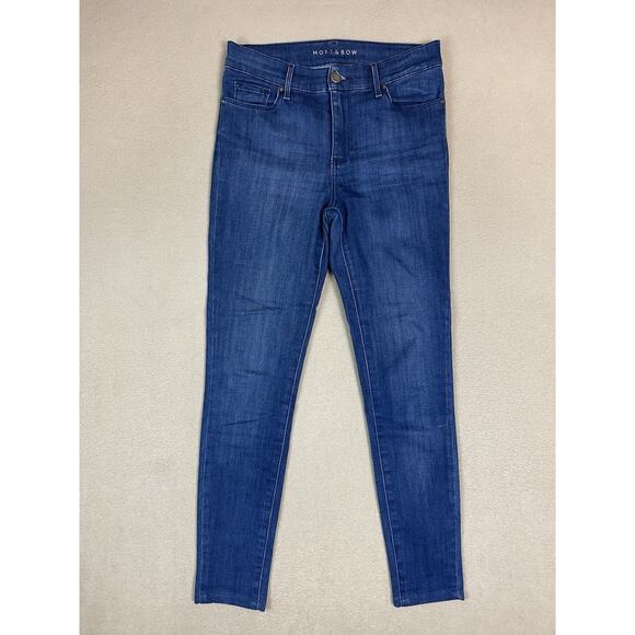 Mott Bow Jeans Womens 26x28 High Rise Skinny Stretch Regular Fit Denim - Picture 1 of 13